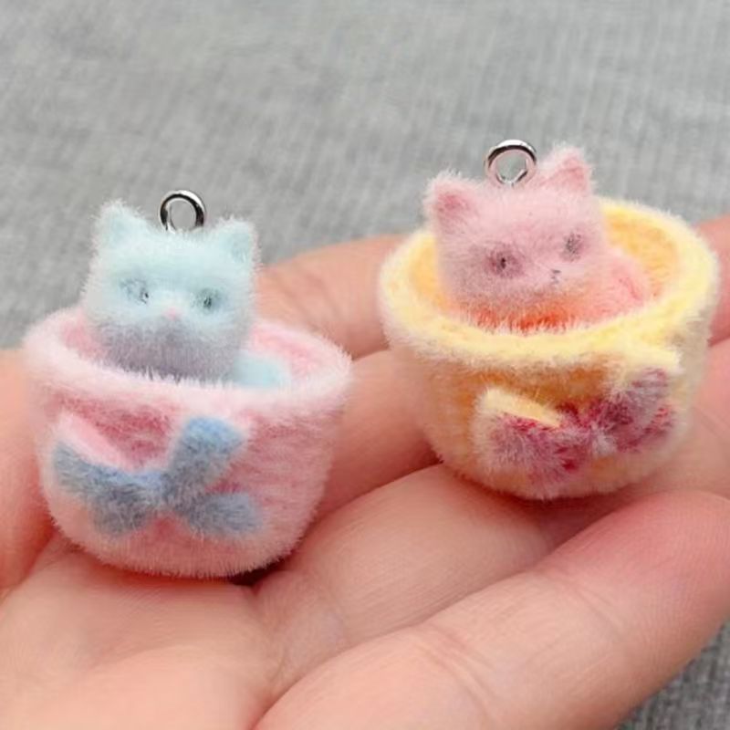 4個入り3Dぬいぐるみ樹脂製猫ペンダント、DIYジュエリー製 - Resin のレビューと価格