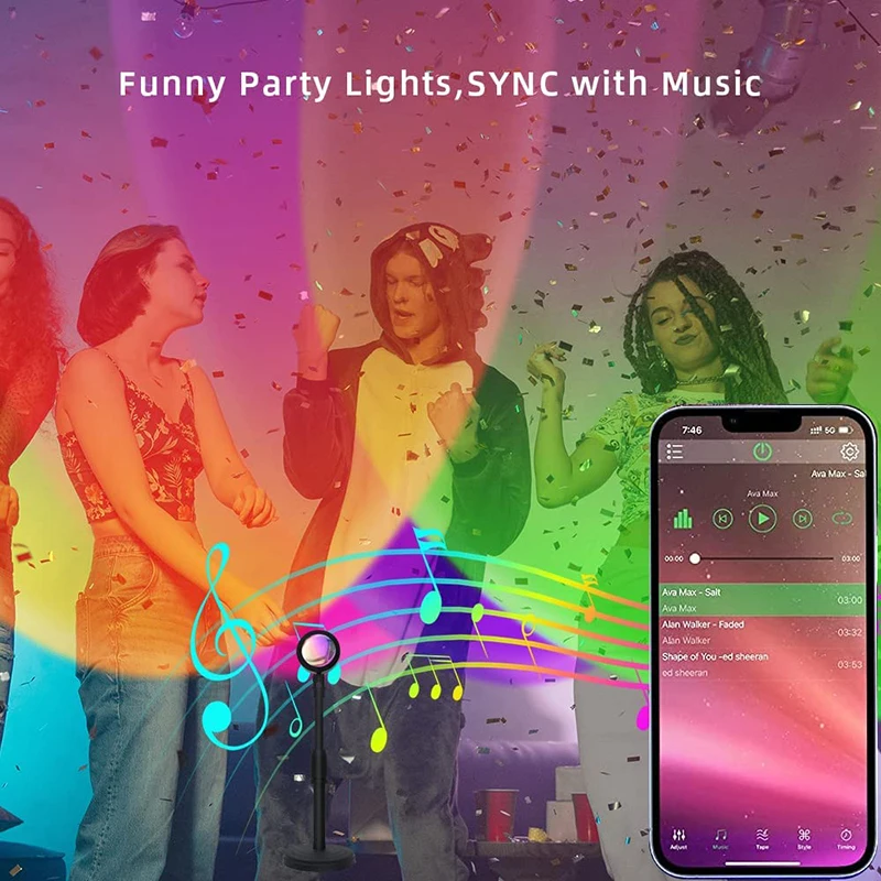 スマートLEDサンセットランプ,カラフルな変更ランプ,Blu - Glass Bed のレビューと価格