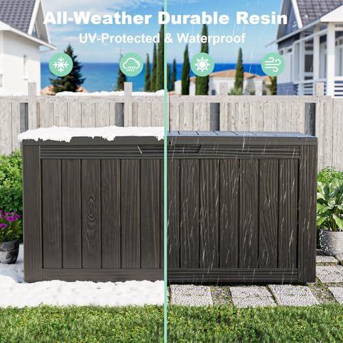 屋外用防水樹脂製収納デッキボックス、ロック可能な屋外ベンチ、 - Uv Resin のレビューと価格