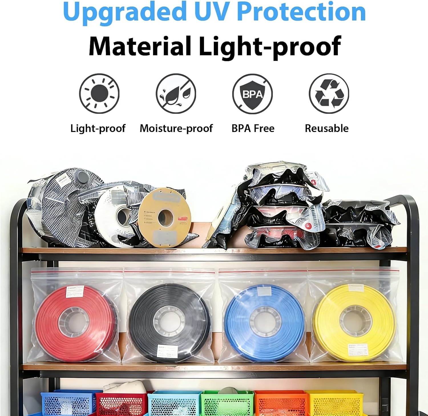 アップグレードされた3Dプリンター用黒色フィラメント収納バッ - Abs Filament のレビューと価格