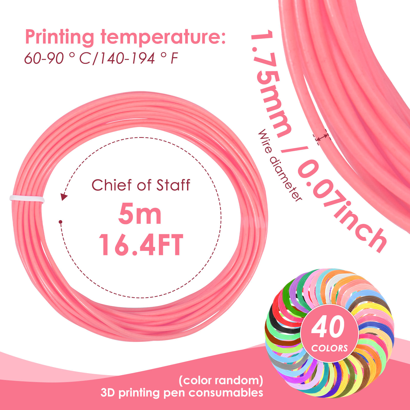 3Dペンフィラメント詰め替え40色3DプリンターPLA 1. - Filament 1.75 のレビューと価格