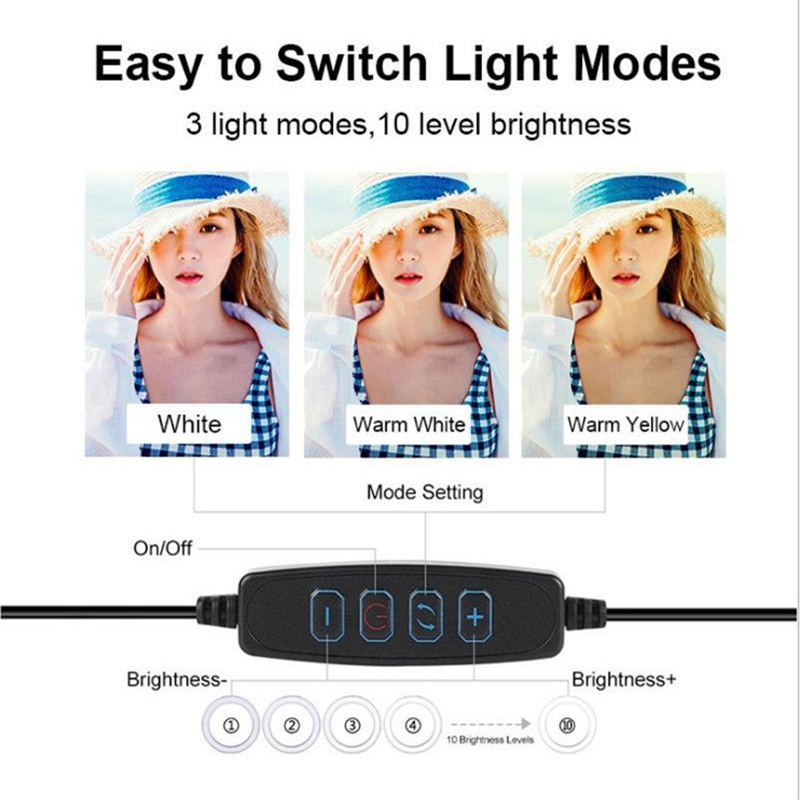 調光可能なLEDリングライト、電話用USB自撮りランプ、ライ - Glass Bed のレビューと価格
