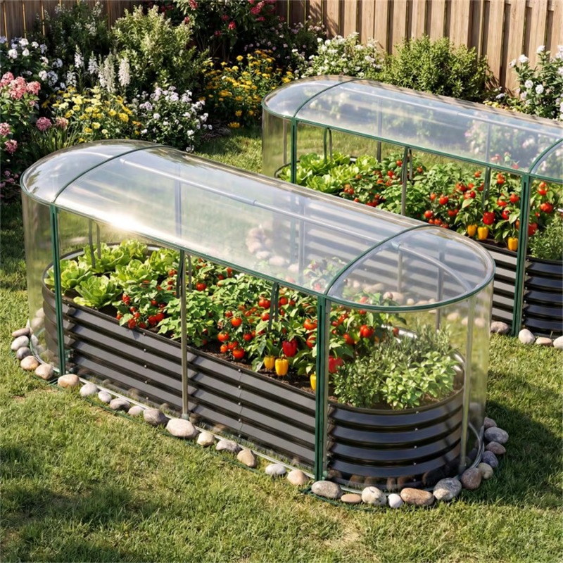 3つの四季対応高床式菜園、亜鉛メッキ鋼製プランター、強化ガラ - Glass Bed のレビューと価格