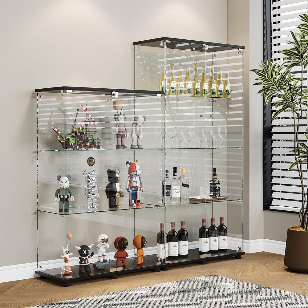 ガラス製ディスプレイキャビネット、3段ダブルドアロック付き、 - Glass Bed のレビューと価格